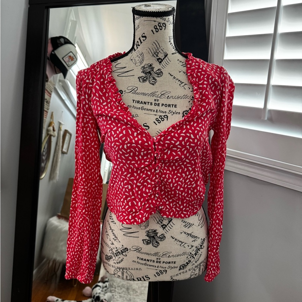 Billabong Red Patterned Blouse